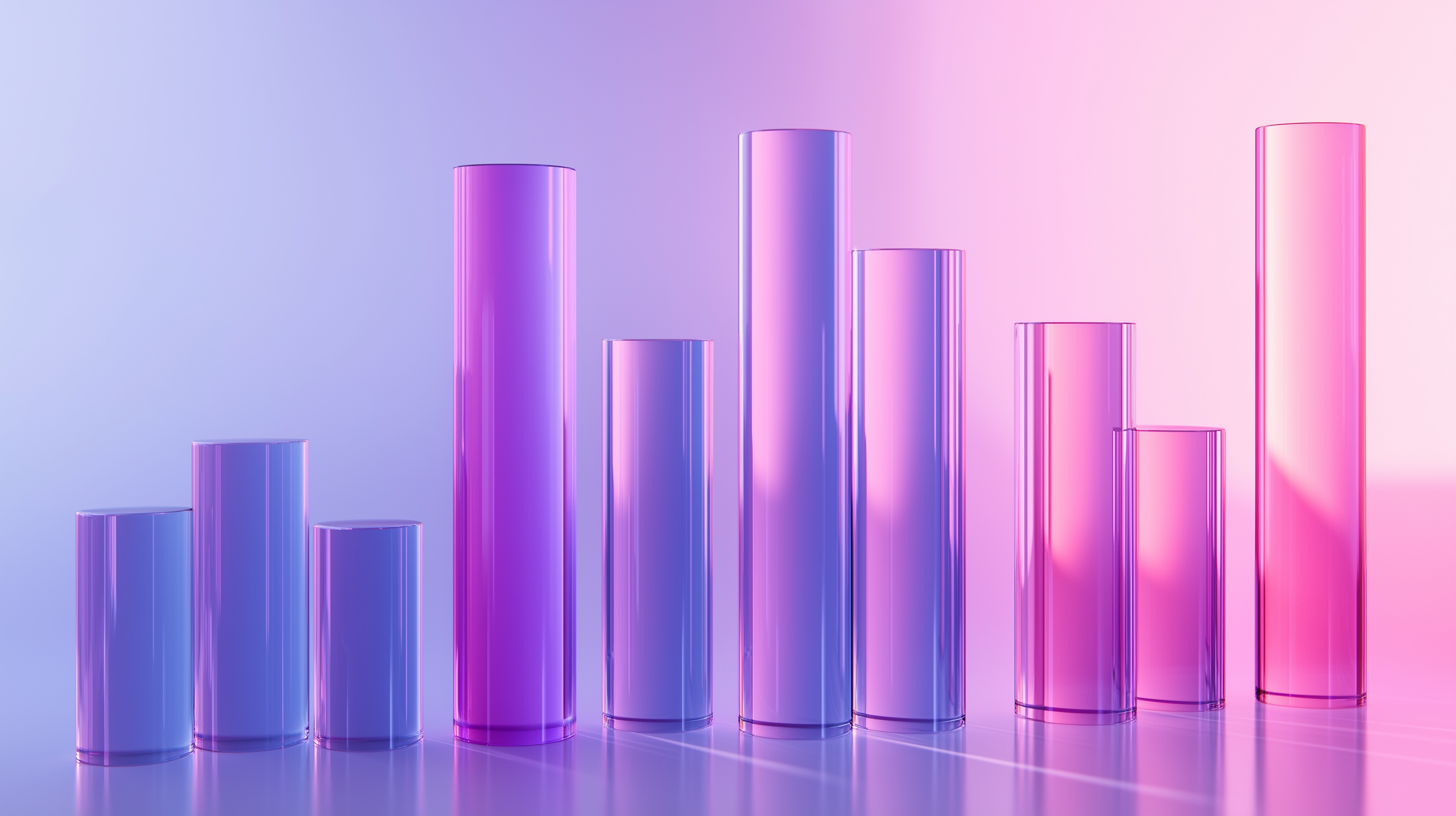Glass cylinders representing partner activation rate benchmarks